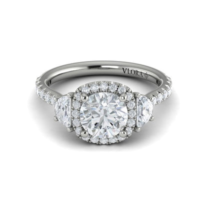 Trio Round Halo Engagement Ring