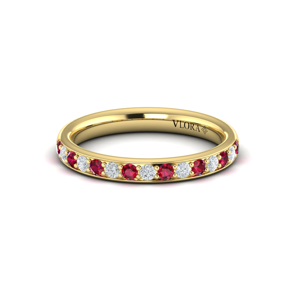 Delicate Ruby and Diamond Stackable Band