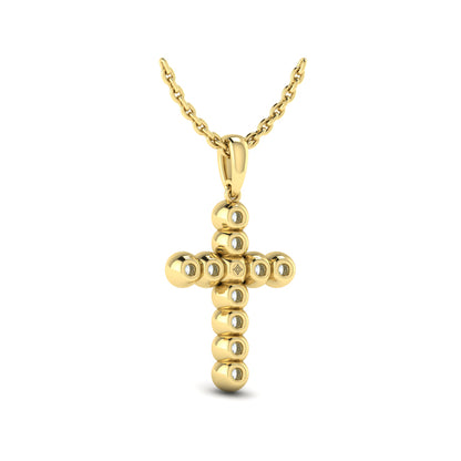 Rounded Bezel Set Diamond Cross Pendant