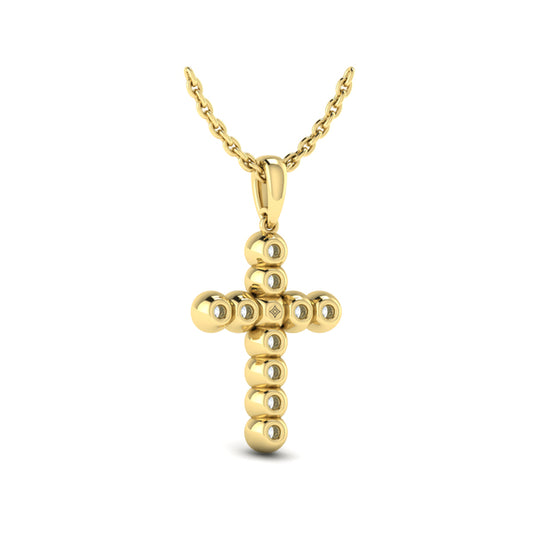 Rounded Bezel Set Diamond Cross Pendant