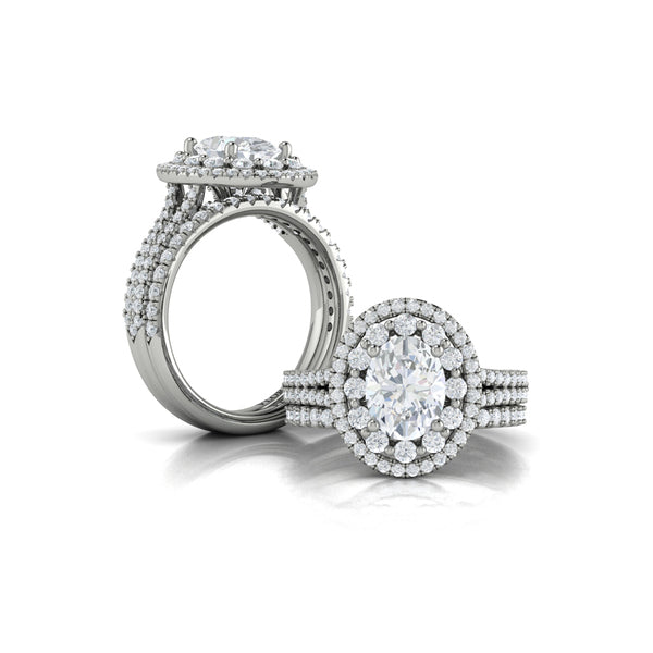 Grand Double Halo Oval Engagement Ring