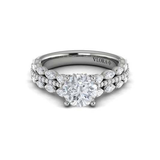 Round Classic Engagement Ring in Platinum by Vlora Bridal