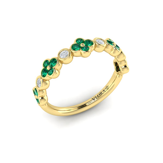 Emerald Bloom Diamond Band
