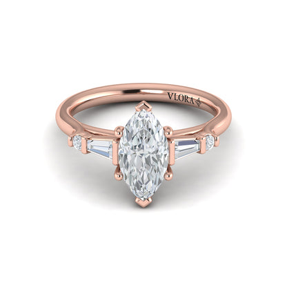 Poised Marquise Three-Stone Engagement Ring