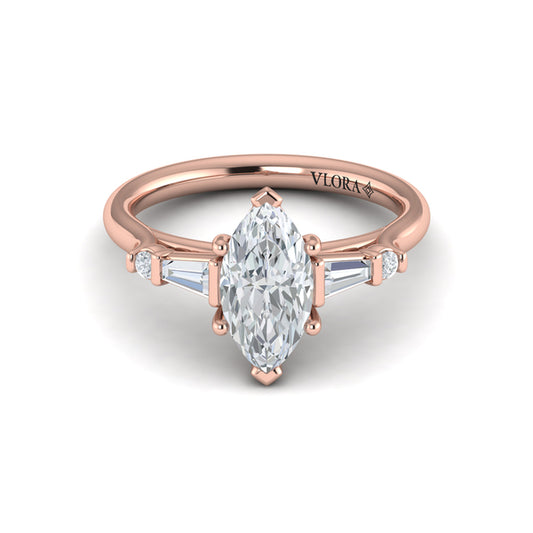 Poised Marquise Three-Stone Engagement Ring