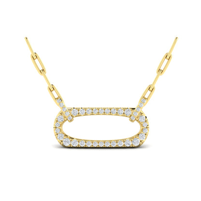 Diamond Accent East West Open Oval Pendant with Link Necklace