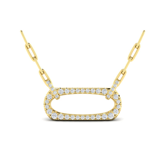Diamond Accent East West Open Oval Pendant with Link Necklace