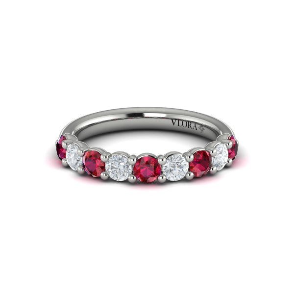 Classic Ruby and Diamond Stackable Band
