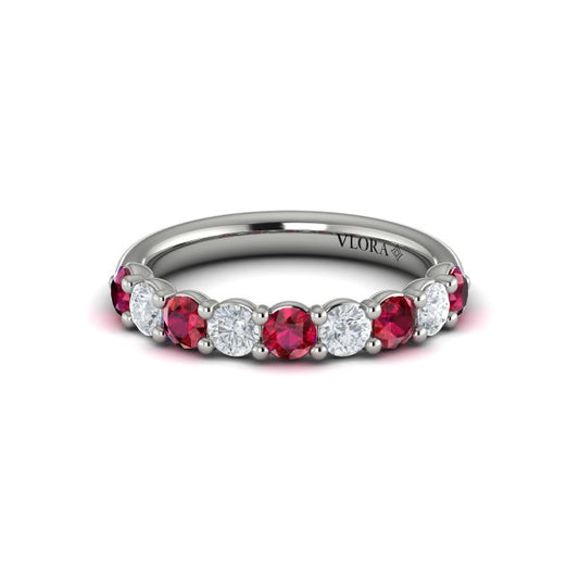 Classic Ruby and Diamond Stackable Band