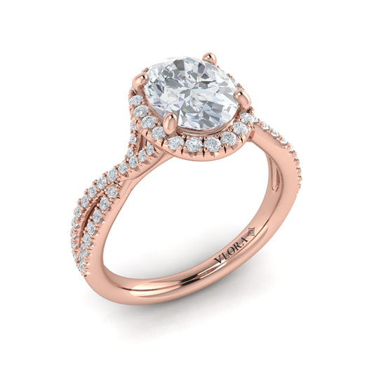 Entwined Oval Halo Engagement Ring
