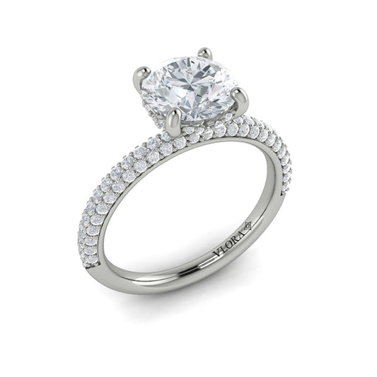 Shimmering Hidden Halo Engagement Ring with Micropave Band