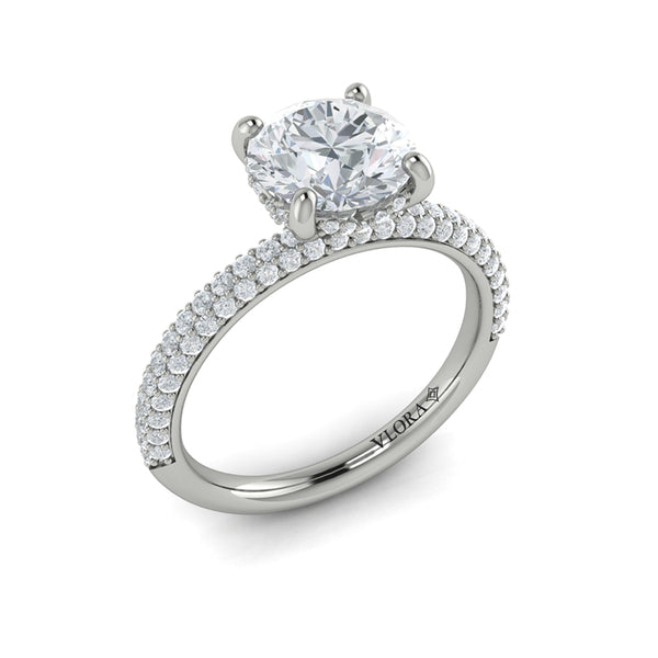 Shimmering Hidden Halo Engagement Ring with Micropave Band