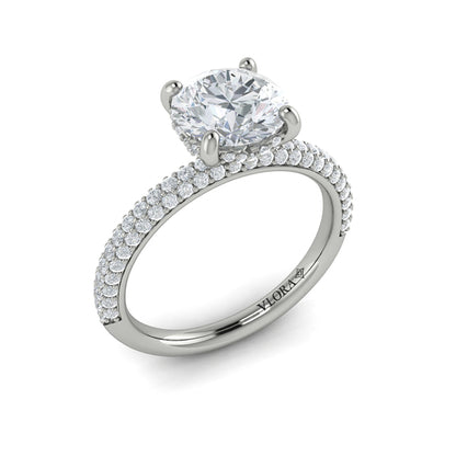 Shimmering Hidden Halo Engagement Ring with Micropave Band