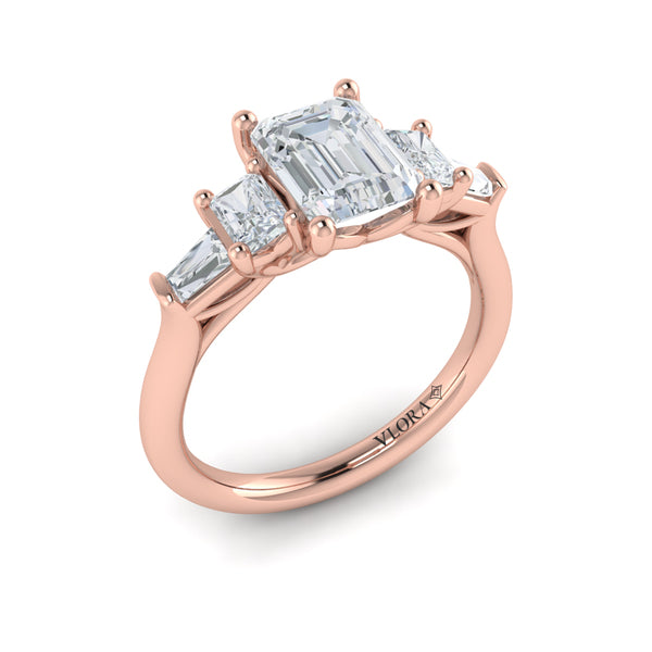 Quintet Emerald Cut Engagement Ring