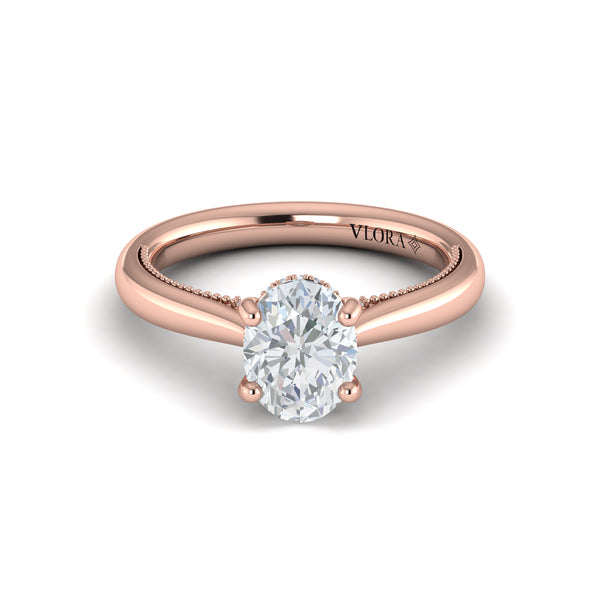 Modern Vintage Solitaire Engagement Ring with Hidden Halo