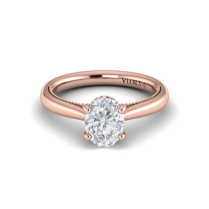 Modern Vintage Solitaire Engagement Ring with Hidden Halo