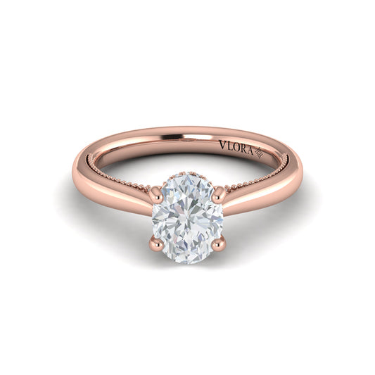 Modern Vintage Solitaire Engagement Ring with Hidden Halo