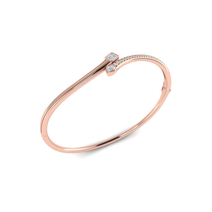Emerald & Pear Shape Diamond Open Bangle