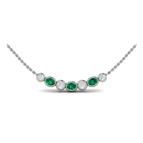 Diamond and Emerald Rounded Bezel Pendant