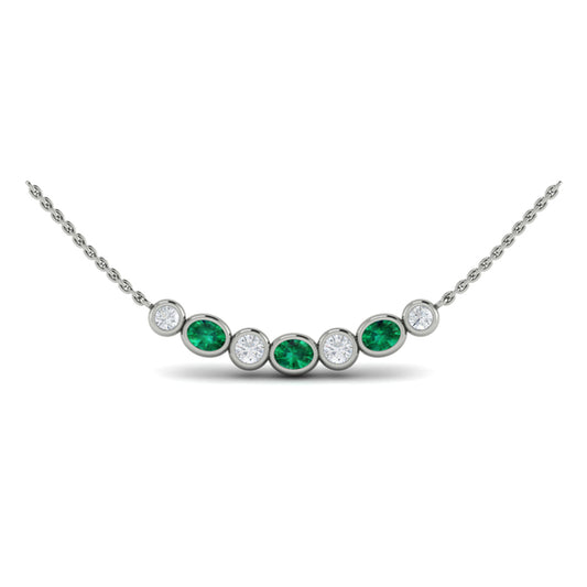 Diamond and Emerald Rounded Bezel Pendant