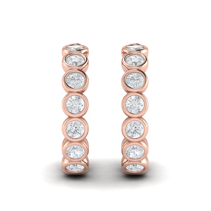Rounded Bezel Set Hoop Earrings