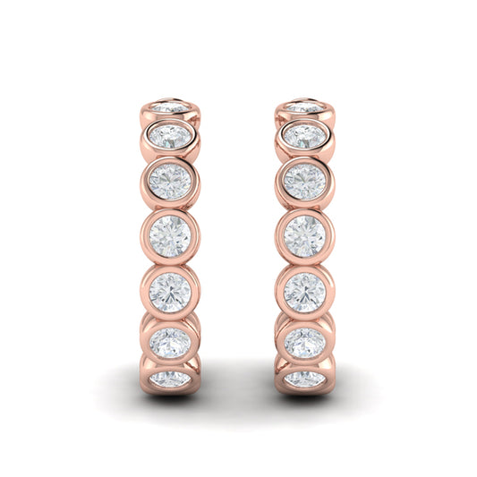 Rounded Bezel Set Hoop Earrings