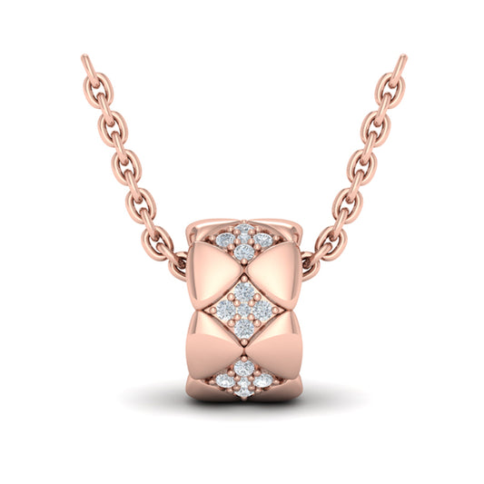 Diamond Cluster Barrel Pendant Necklace