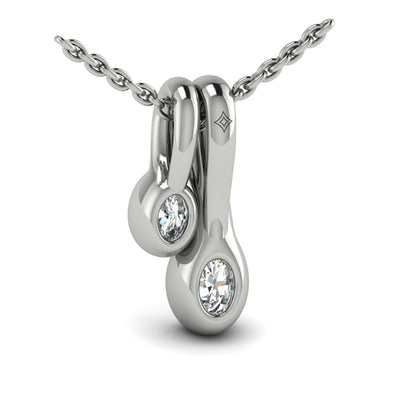 Bezel‑set Oval Diamond Double‑Drop Necklace