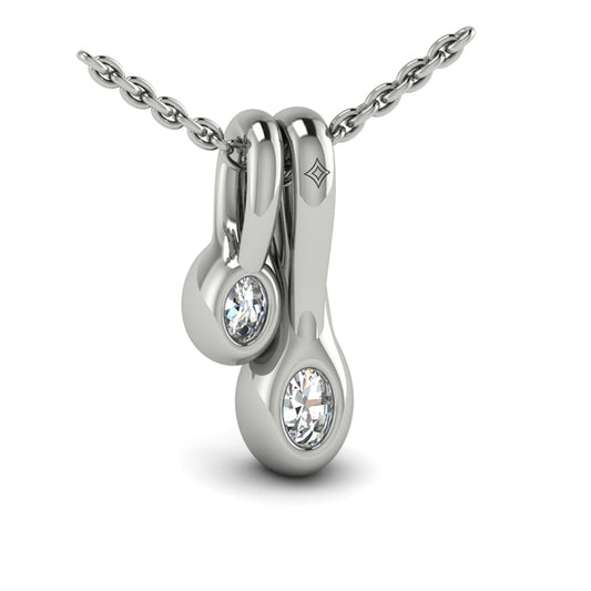 Bezel‑set Oval Diamond Double‑Drop Necklace
