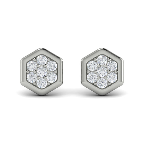 Diamond Cluster Honeycomb Stud Earrings