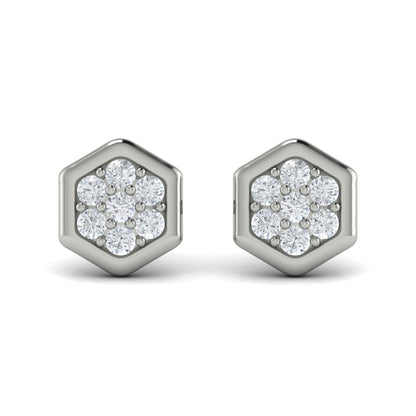 Diamond Cluster Honeycomb Stud Earrings