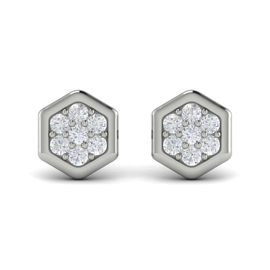 Diamond Cluster Honeycomb Stud Earrings