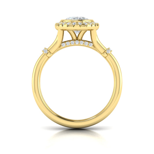 Diamond Accent Bezel Oval Halo Engagement Ring
