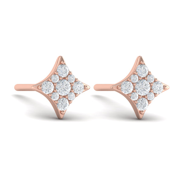 Diamond Cluster Star Stud Earrings