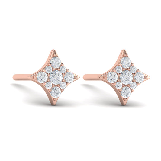 Diamond Cluster Star Stud Earrings