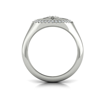 Center Starburst Diamond and Bezel Signet Ring