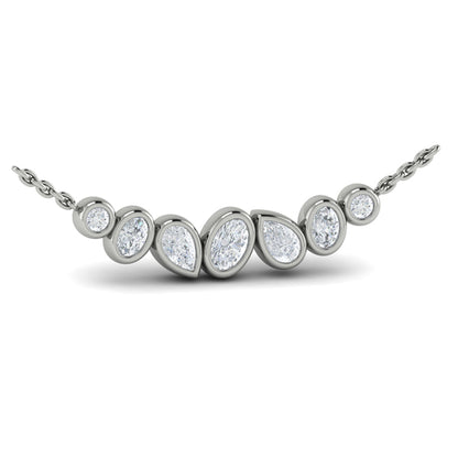 Bezel‑Set Pear, Oval and Round Shaped Diamond Curved Necklace