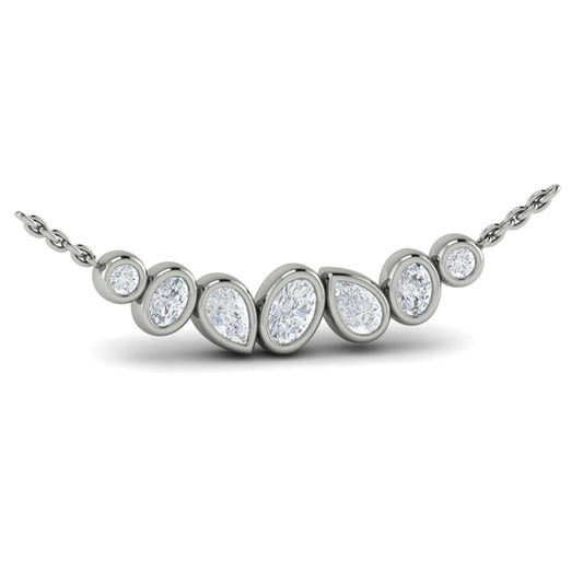 Bezel‑Set Pear, Oval and Round Shaped Diamond Curved Necklace