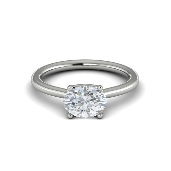 Oval Solitaire Engagement Ring in Platinum by Vlora Bridal