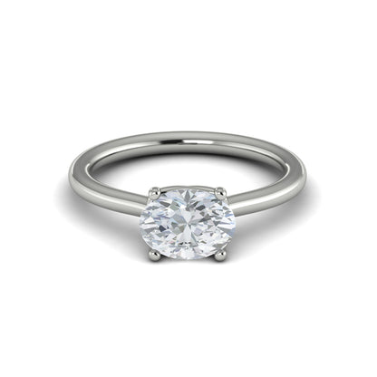 Oval Solitaire Engagement Ring in Platinum by Vlora Bridal