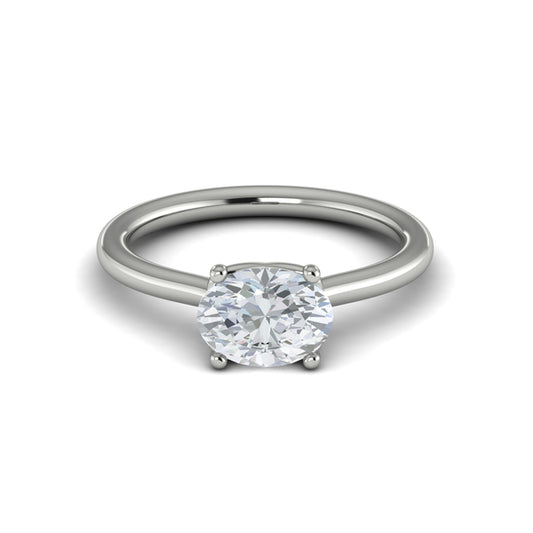 Oval Solitaire Engagement Ring in Platinum by Vlora Bridal