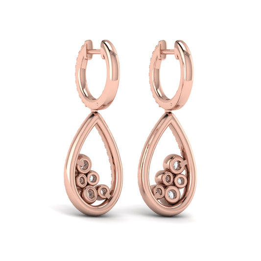 Pavé Pear Shaped and Bezel Set Diamond Earrings