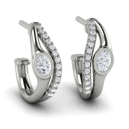 Bezel‑set Oval Diamond and Pavé Diamond Wrap Hoops