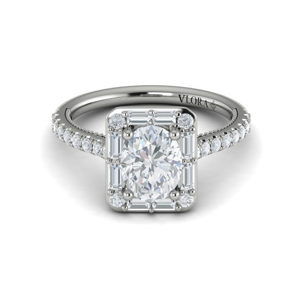 Deco Elegance Halo Oval Engagement Ring