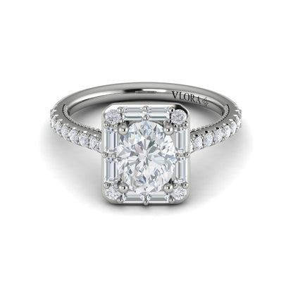 Deco Elegance Halo Oval Engagement Ring