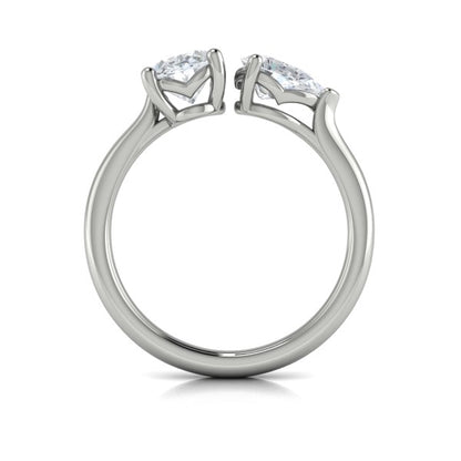Duet Oval and Pear Two Stone Engagement Ring