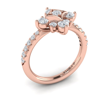 Floating Diamond Floral and Vlora Star Ring