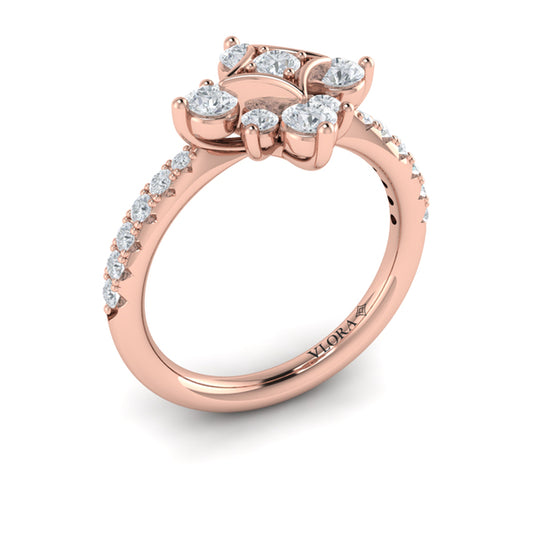 Floating Diamond Floral and Vlora Star Ring