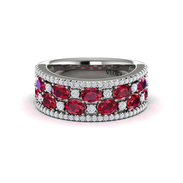 Multi Diamond and Ruby Statement Ring