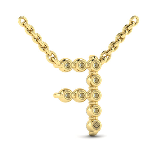 Diamond Alphabet Pendant Necklace, F